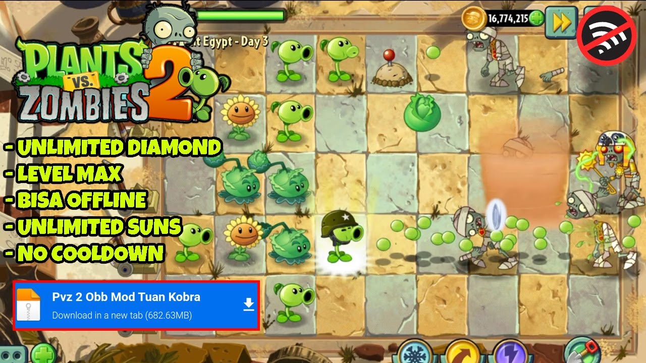 Plants vs Zombies 2 Mod Apk Unlimited Diamond